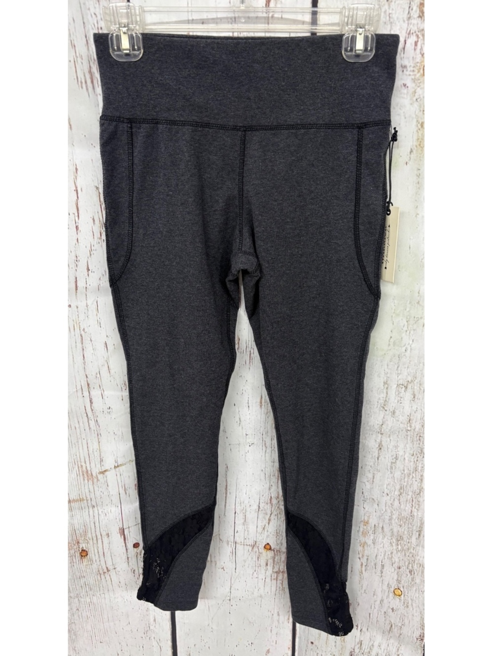 Warrior by Danica Patrick Charcoal Cotton Spandex Lace Leggings Size S NWT
